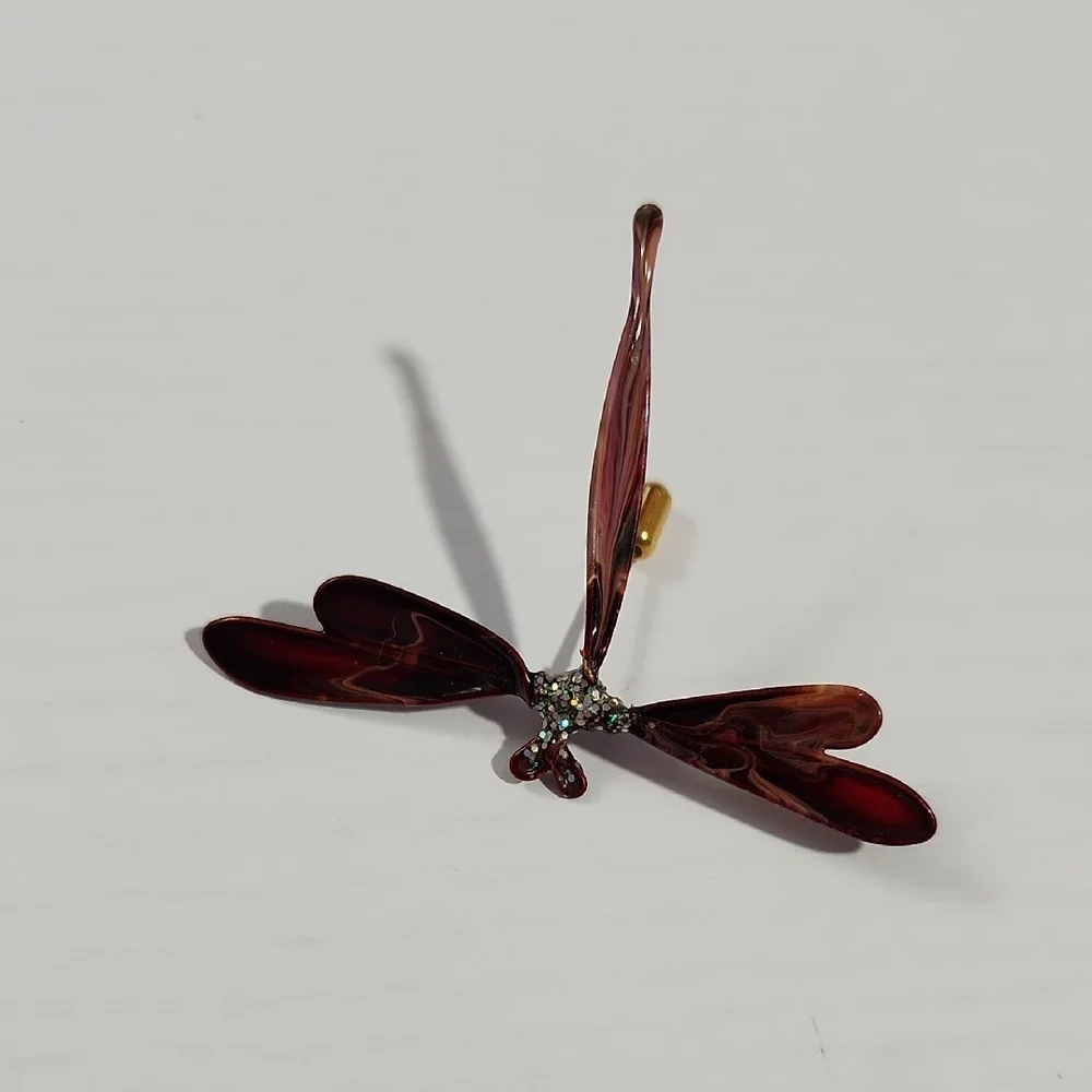 Elegant Dragonfly Brooch - Purple and Gold